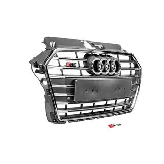 Priekšējais režģis S-style (2016-2020, pelēks ar hromu) Audi A3 2012–2020 foto 3
