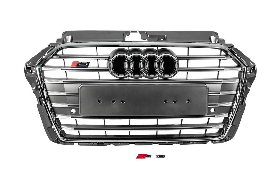 Audi A3 2012–2020 Priekšējais režģis S-style (2016-2020, pelēks ar hromu) Image