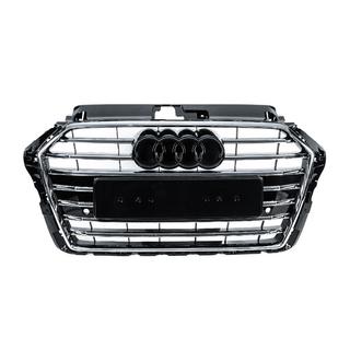 Priekšējais režģis S-style (2016-2020, melns ar hromu) Audi A3 2012–2020 foto 1