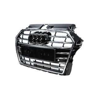 Priekšējais režģis S-style (2016-2020, melns ar hromu) Audi A3 2012–2020 foto 2