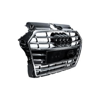 Priekšējais režģis S-style (2016-2020, melns ar hromu) Audi A3 2012–2020 foto 3