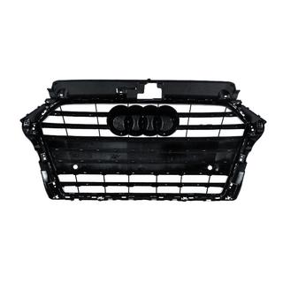 Priekšējais režģis S-style (2016-2020, melns ar hromu) Audi A3 2012–2020 foto 4