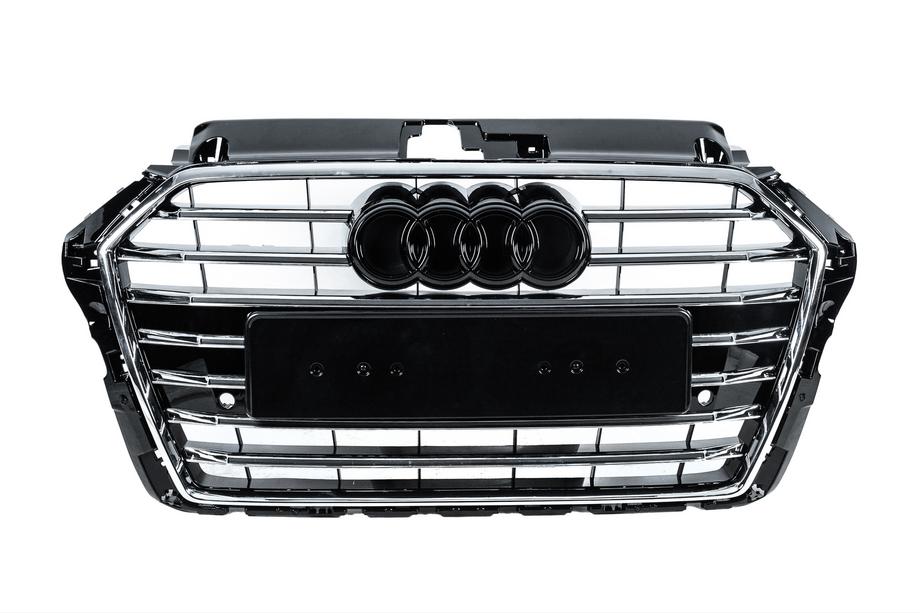 Audi A3 2012–2020 Priekšējais režģis S-style (2016-2020, melns ar hromu) Image