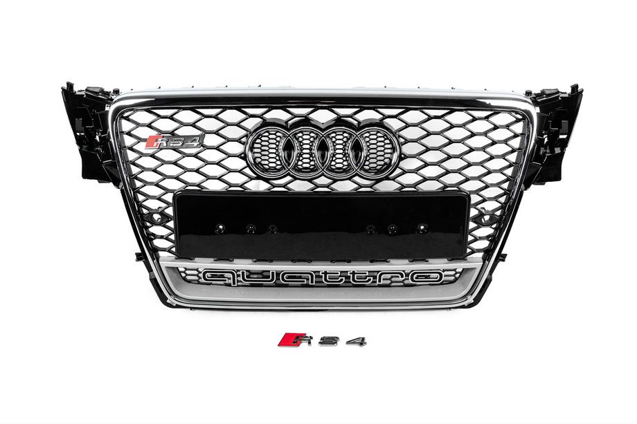 Audi A4 B8 2007–2015 Priekšējā radiatora reste ar Quattro uzrakstu, RS-style (2007-2011, melna) Image