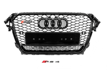 Audi A4 B8 2007–2015 Priekšējā melnā radiatora reste RS-style ar Quattro uzrakstu (2012-2015) foto 1