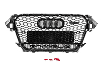 Audi A4 B8 2007–2015 Priekšējā melnā radiatora reste RS-style ar Quattro uzrakstu (2012-2015) foto 4