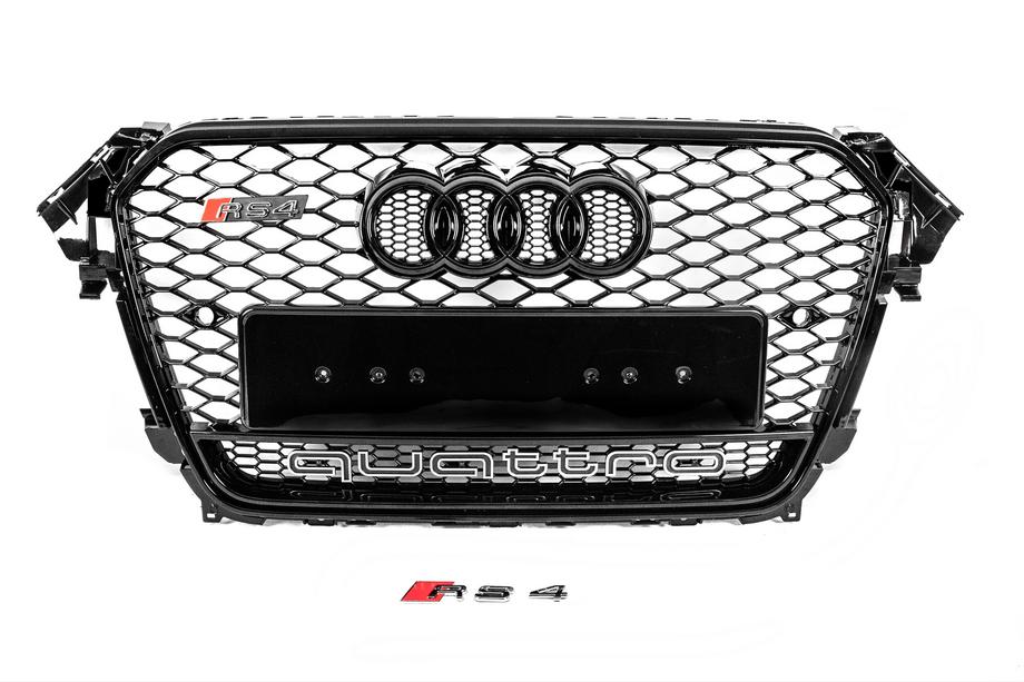 Audi A4 B8 2007–2015 Priekšējā melnā radiatora reste RS-style ar Quattro uzrakstu (2012-2015) Image