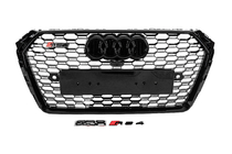 Audi A4 B9 2015–2024 Priekšējā radiatora reste RS stilā ar Quattro uzrakstu (2015-2019, melna) foto 1