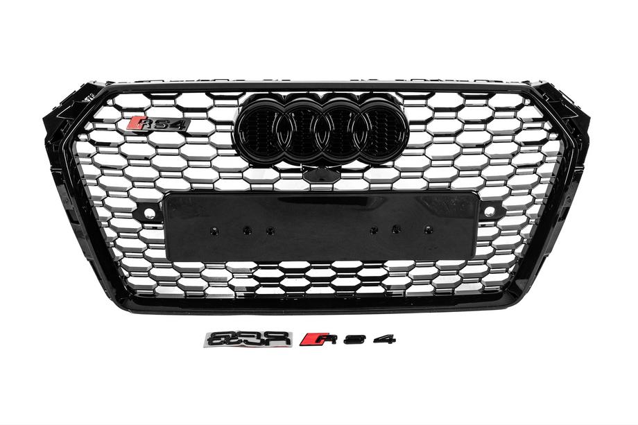 Audi A4 B9 2015–2024 Priekšējā radiatora reste RS stilā ar Quattro uzrakstu (2015-2019, melna) Image