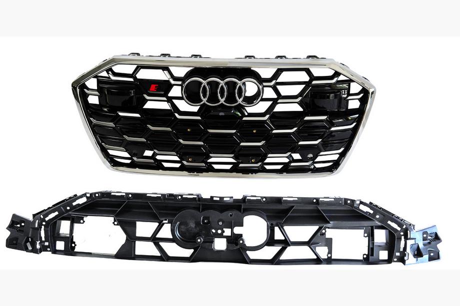 Audi A6 C8 2018–2025 RS-style priekšējā radiatora reste (2024- , pelēka ar hromu) Image