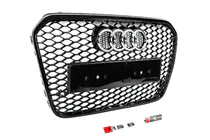 Audi A6 C7 2011–2017 Melns RS-style priekšējais radiatora režģis (2011-2014) foto 2