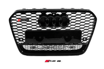 Audi A6 C7 2011–2017 Melns RS stila priekšējais radiatora režģis ar Quattro uzrakstu (2011-2014) foto 1
