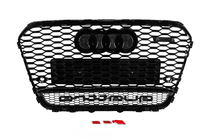 Audi A6 C7 2011–2017 Melns RS stila priekšējais radiatora režģis ar Quattro uzrakstu (2011-2014) foto 4