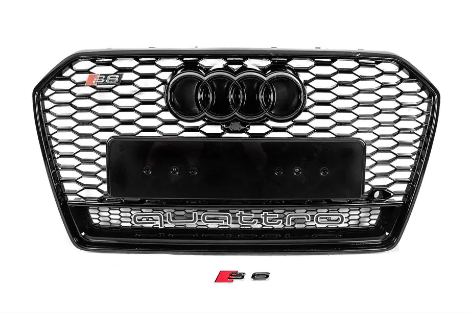 Audi A6 C7 2011–2017 Melns RS stila priekšējais radiatora režģis ar Quattro uzrakstu (2014-2017) Image