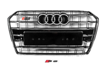 Audi A6 C7 2011–2017 Priekšējā melnā radiatora reste ar hroma rāmi S-Style (2014-2017) foto 1