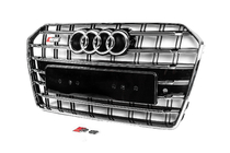 Audi A6 C7 2011–2017 Priekšējā melnā radiatora reste ar hroma rāmi S-Style (2014-2017) foto 2