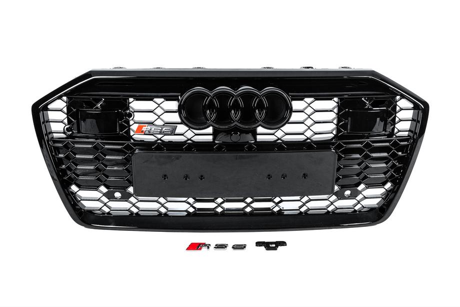 Audi A6 C8 2018–2025 RS stila priekšējais režģis (ar ACC, melns) Image
