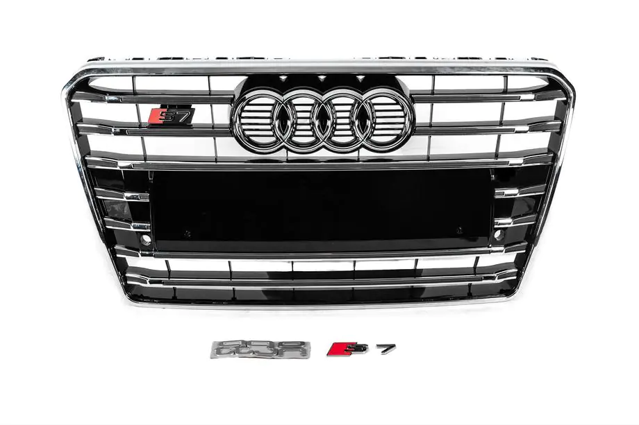 Audi A7 2010–2018 Priekšējā radiatora reste S-Style (2010-2014, melna ar hromu) Foto 1
