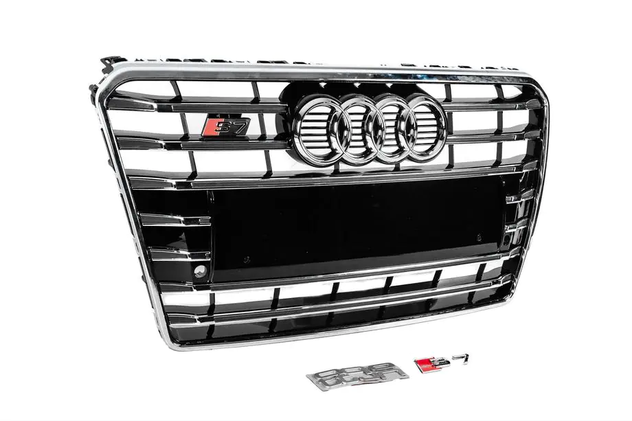 Audi A7 2010–2018 Priekšējā radiatora reste S-Style (2010-2014, melna ar hromu) Foto 3