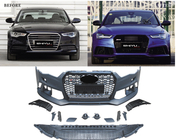 Audi A6 C7 2011–2017 Priekšējais bamperis ar melnu RS6-Style radiatora režģi (2014–2017) foto 2