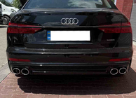 Audi A6 C8 2018–2025 Aizmugurējais difuzors ar izpūtēja uzgaļiem S-Style Silver (S / S-Line) foto 1