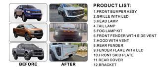 Ford Ranger 2011–2022 Virsbūves bodykit komplekts (F150 Raptor 2023 dizains) foto 3