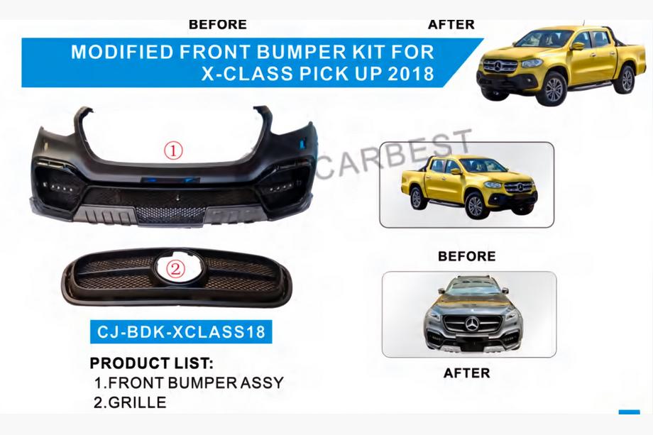 Mercedes X class 2017–2020 Priekšējais bamperis ar radiatora režģi (AMG stils) Image