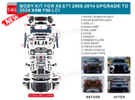 BMW X6 E71 2008–2014 Restailinga komplekts X6M F96 LCI foto 3