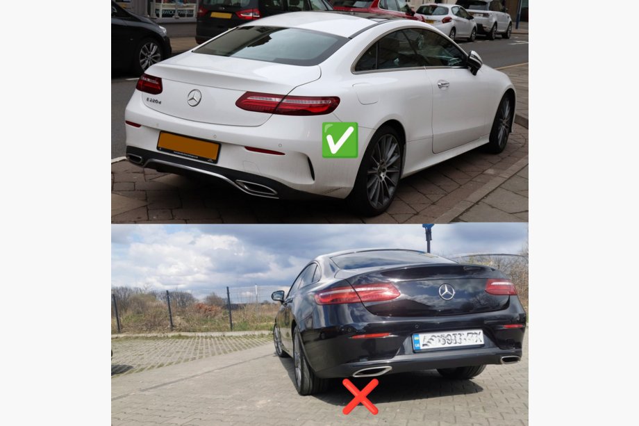 Mercedes E-class coupe C238 2016–2024 Aizmugurējais difuzors Black ar izpūtēja uzgaļiem Black (AMG53 dizains) Foto 4