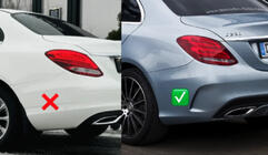 Mercedes C-class W205 2014–2021 Aizmugurējais difuzors ar izpūtēja uzgaļiem, melns (C63 dizains 2018-2021) foto 3