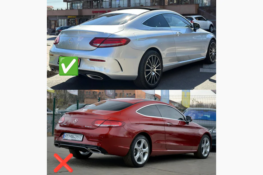 Mercedes C-class W205 2014–2021 Aizmugurējais difuzors ar uzgaļiem Black (Coupe AMG63 dizainam) Foto 3