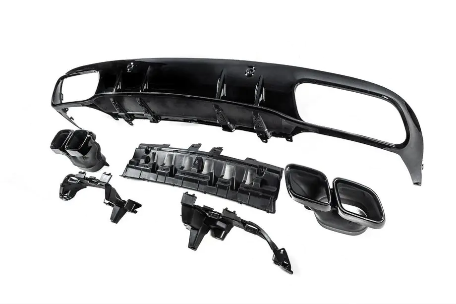 Mercedes C-class W205 2014–2021 Aizmugurējais difuzors ar uzgaļiem Black (Coupe AMG63 dizainam) Foto 4