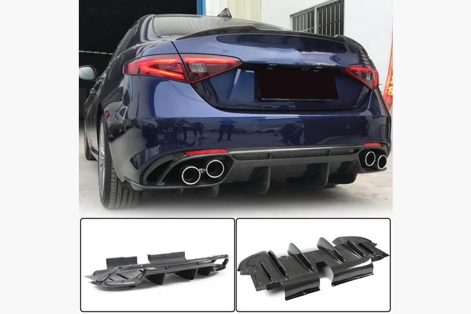 Alfa Romeo Giulia 2016–2022 Aizmugurējā bampera difuzors V1 (Base, oglekļa šķiedra) Image