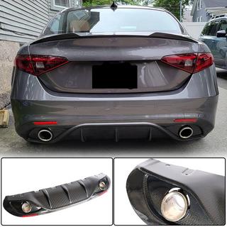 Aizmugurējā bampera difuzors ar izplūdes uzgaļiem V2 (priekš Base, Carbon) Alfa Romeo Giulia 2016–2022 foto 2