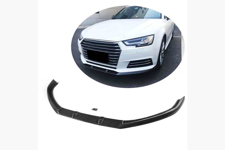 Audi A4 B9 2015–2024 Priekšējā bufera lūpa Lip V1 (Base Sedan 2015-2019, oglekļa šķiedra) Image