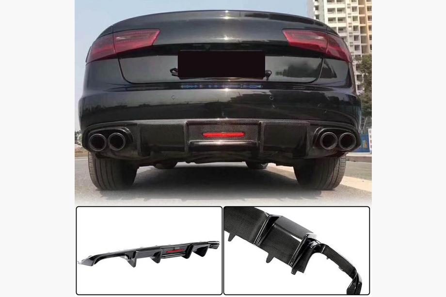 Audi A6 C7 2011–2017 Aizmugurējā bampera difuzors, oglekļa šķiedra (Base 2014-2018) Image