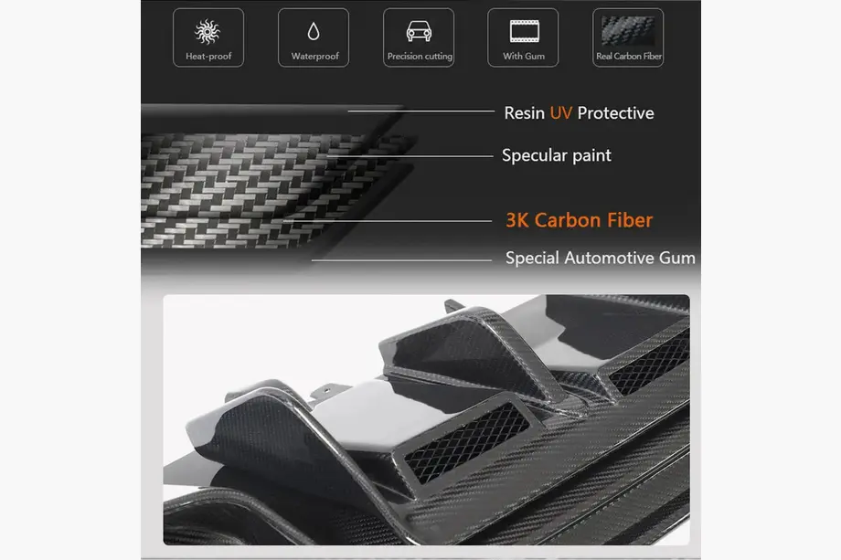 Aizmugurējā bampera difuzors V1 (Spyder 2020+, karbons) foto 4