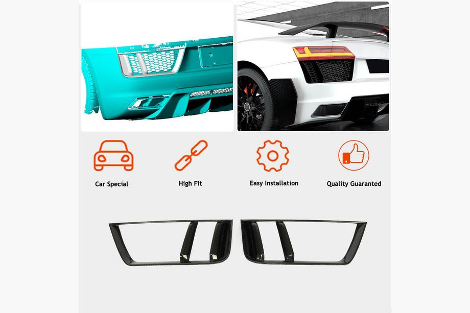 Audi R8 2015– Aizmugurējā bampera uzlikas (2015-2020, oglekļa šķiedra) Foto 2