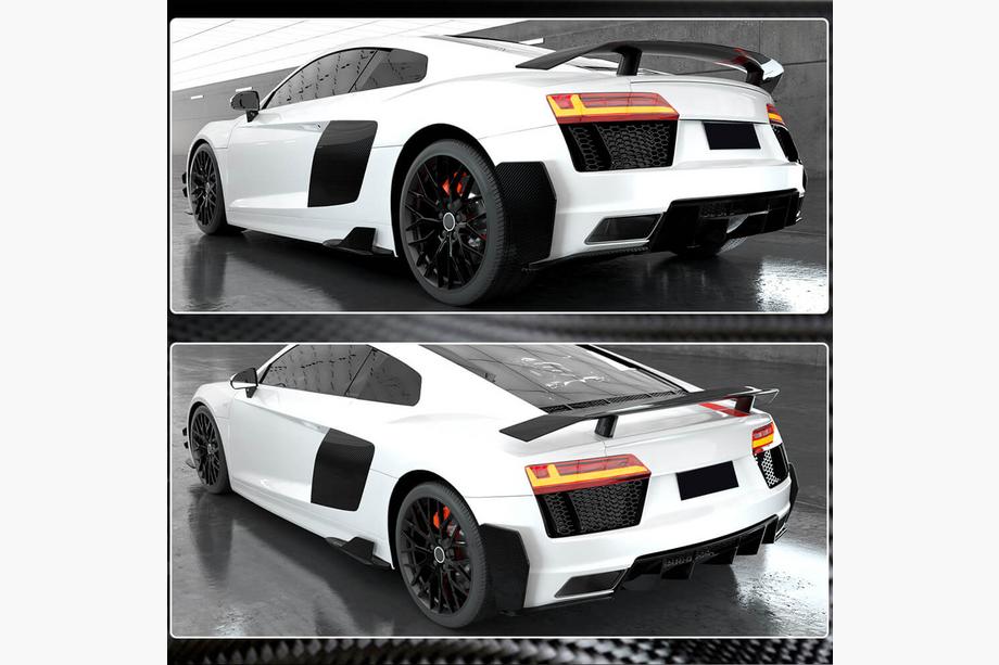 Audi R8 2015– Aizmugurējā bampera uzlikas (2015-2020, oglekļa šķiedra) Foto 4