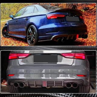 Aizmugurējā bufera difuzors ar LED bremžu gaismu V2 (RS3 2017-2019, oglekļa šķiedra) Audi A3 2012–2020 foto 4