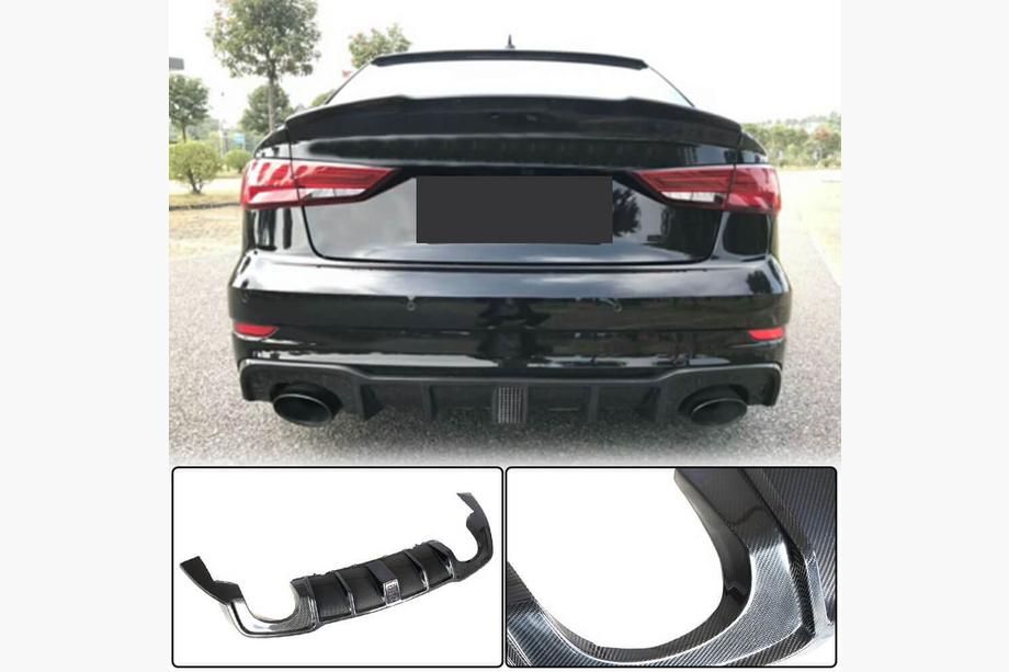 Audi A3 2012–2020 Aizmugurējā bufera difuzors (oglekļa šķiedra) (ar LED bremžu lukturi) V2 Image