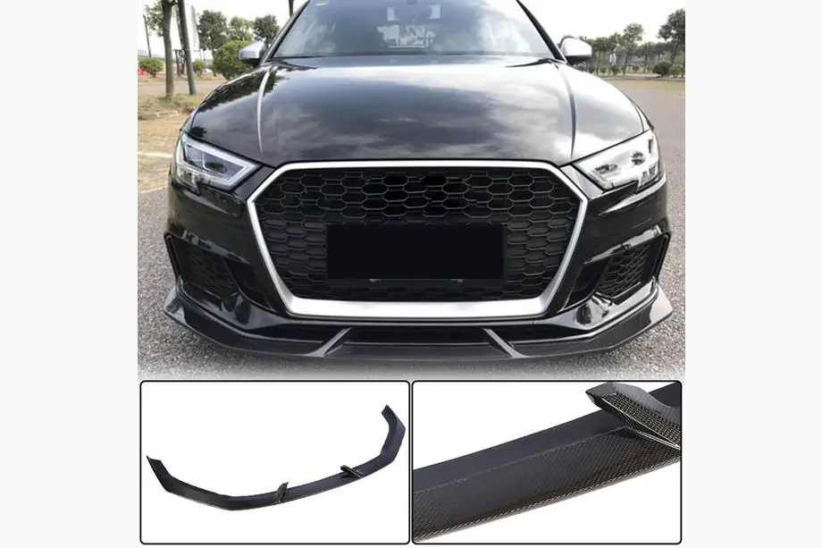 Audi A3 2012–2020 Priekšējā bampera lūpa V3 (RS3 Sedan 2017-2020, oglekļa šķiedra) Image