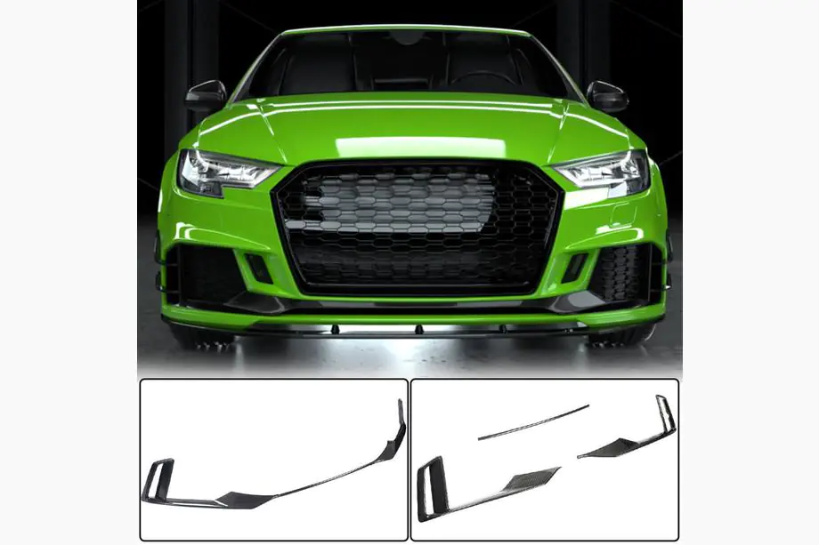 Audi A3 2012–2020 Priekšējā bampera lūpas uzlikas V1 (RS3 Sedan 2017-2020, oglekļa šķiedra) Image
