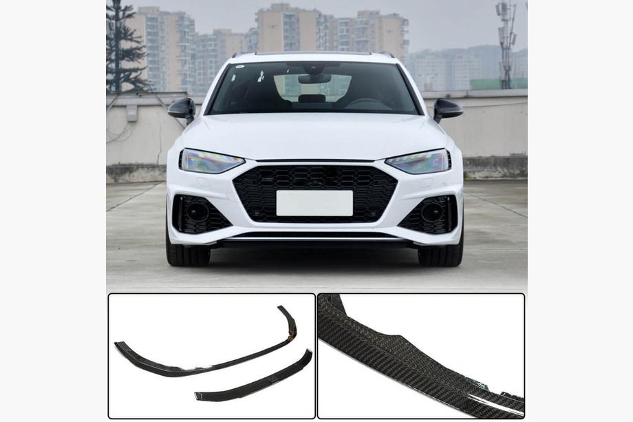 Audi A4 B9 2015–2024 Priekšējā bampera lūpas spoileris Lip V2 (RS4 Avant 2019-2021, oglekļa šķiedra) Image
