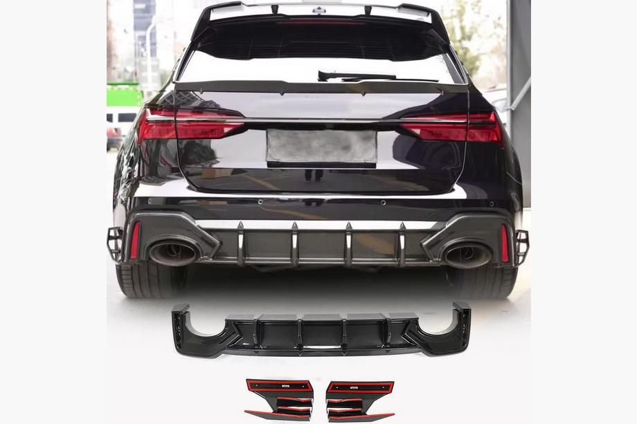 Audi A6 C8 2018–2025 Aizmugurējā bufera difuzors (RS6, karbon) Image