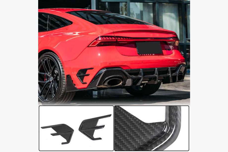 Audi A7 2018– Aizmugurējā bufera ventilācijas atveru uzlikas (RS7 2018-2022, sausais karbons) Foto 1