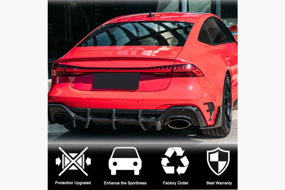 Audi A7 2018– Aizmugurējā bufera ventilācijas atveru uzlikas (RS7 2018-2022, sausais karbons) Foto 3