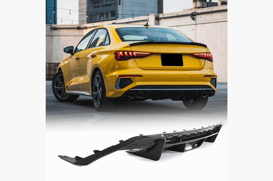 Audi A3 2020– Aizmugurējā bampera difuzors V1 (S-Line Sedan 2020-2023, oglekļa šķiedra) Image