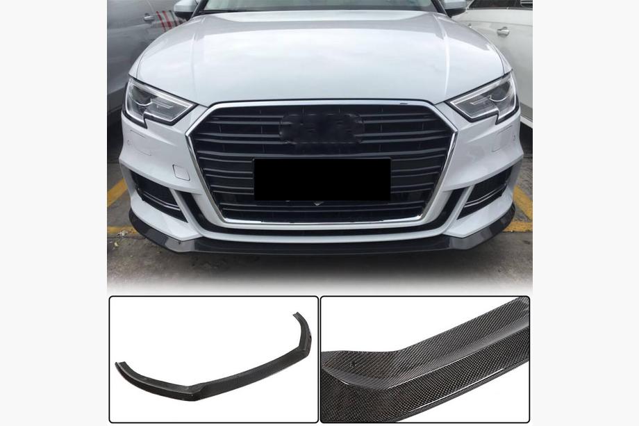 Audi A3 2012–2020 Priekšējā bampera lūpa Lip V5 (S-Line Sedan 2017-2020, karbons) Image