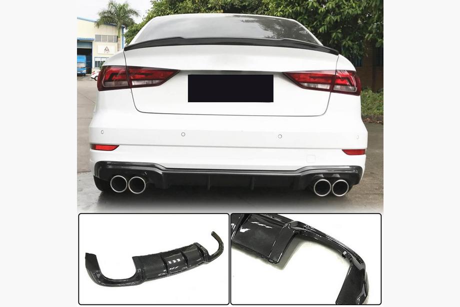 Audi A3 2012–2020 Aizmugurējā bampera difuzors V5 (S-Line Sedan 2017-2020, oglekļa šķiedra) Image